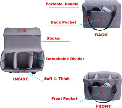 BOMKEE Camera Inserts Protective Bag Padded Insert Camer Cube Water Resistant DSLR SLR Case Foldable Liner for Sony,Canon,Nikon,Olympus Camera Len...