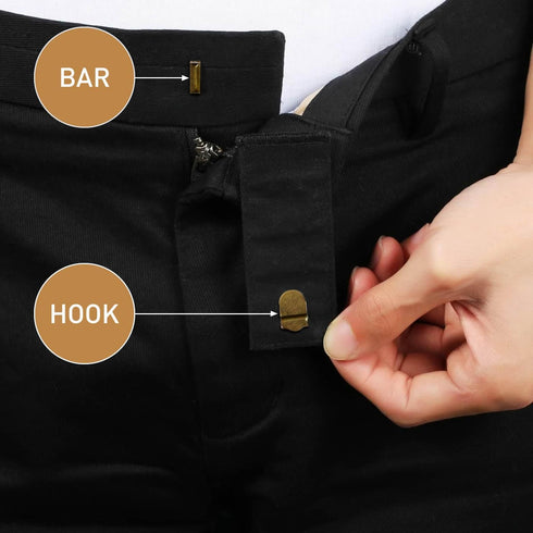 Hook and Eye No Sew Closures Clothing Fasteners - Antique Brass Waistband Hook and Bar Closure Clasp - for Trousers Suit Pants Skirts Garments and...