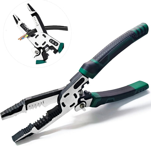 10-in-1 Wire Stripper Tool,Wire Strippers,Cable Cutters,CR-V Multifunctional Plier with Wire Stripper Crimper Side Cutter, Shearing,Screw Gripping...