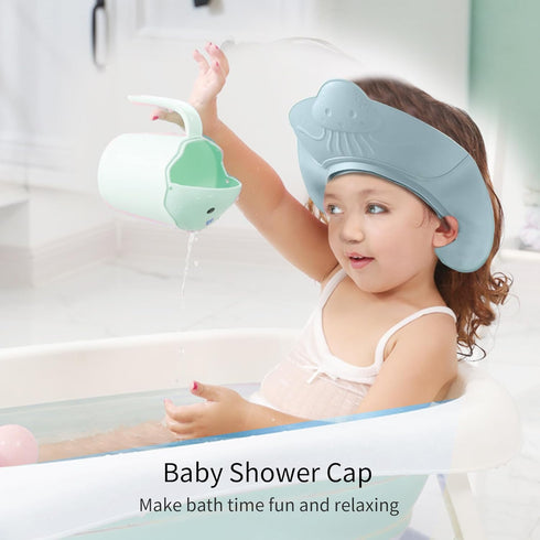 Shower Cap for Kids,Baby Shower Cap Protection Eye Ear for Toddler, Baby, Kids, Children (Blue)...