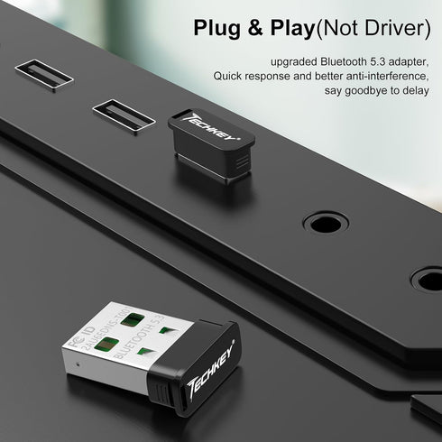 USB Bluetooth Adapter for Desktop PC, Plug & Play 5.3 Mini EDR Bluetooth Dongle Receiver & Transmitter for Laptop Computer for Bluetooth Keyboard ...