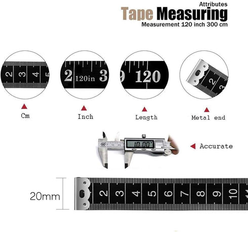 Tape Measure Body Measuring Tape, 120 Inch Soft Fabric Measuring Tape for Sewing Cloth Measurement, Double Scale Tailor Ruler for Weight Loss Medi...