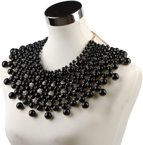 Big Chunky Ball Beaded Choker Collar Pendant Necklace for Women Handmade Chain Metal Statement Jewelry...