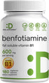 Benfotiamine 600mg Per Serving, 180 Veggie Capsules (300mg Per Cap) – Fat Soluble Vitamin B1 Thiamine Supplement – 3rd Party Tested, Vegan, Non-GM...