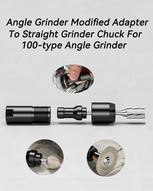 Angle Grinder Adapter, 3/6mm Angle Grinder Modified Adapter To Straight Grinder Chuck for 100-type Angle Grinder M10 Thread Grinding, Polishing Cu...
