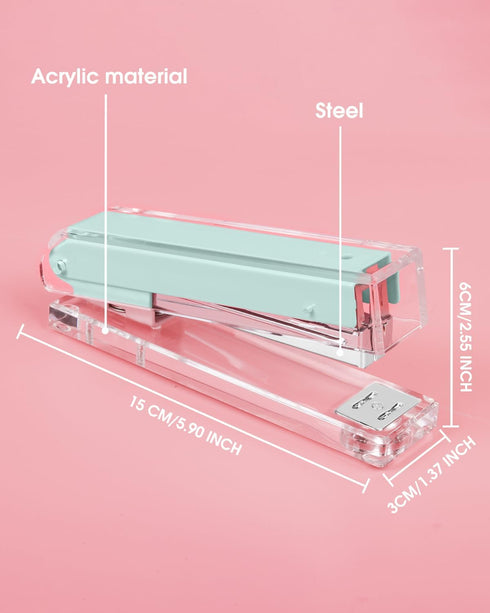 Clear Acrylic Stapler, Desktop Stapler, Office Stapler, Elegant Modern Desk Accessory for The Desk at Home, Office, or School?Macaron Green?...