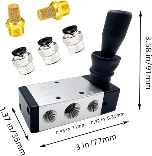 AOMAG Pneumatic 1/4" PT 5 Way 2 Postion Air Hand Lever Operated Valve Pneumatic Solenoid Valve Manual Control Push-Pull 4H210-08...