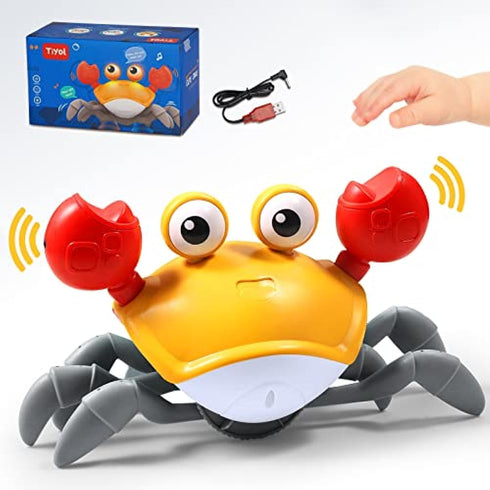 Crawling Baby Crab Toy, Tummy Time Baby Toys, Sensing Interactive Walking Dancing with Music Sounds & Lights, Infant Fun Birthday Toddler Boy Girl...