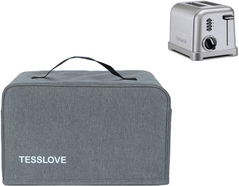 toaster Dust Cover Compatible with Cuisinart 2 Slice Toaster, with 2 Pockets hold Jam Spreader Knife & Toaster Tongs, prevent from water Dust and ...