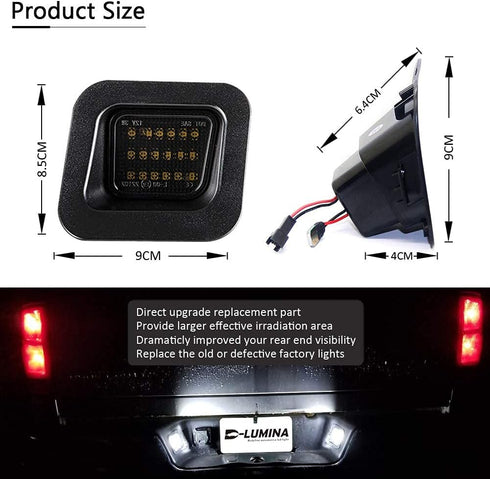 D-Lumina LED License Plate Lights Assembly Smoke Lens Compatible with 2003-2018 Dodge Ram 1500 2500 3500 Pickup Truck, 6000K Diamond White 2-Piece...
