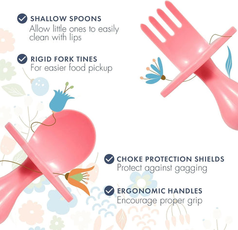 Nooli Baby Silverware Baby Fork Toddler Forks Toddler Utensils, BPA Phthalates-Free, Dishwasher and Sterilizer Safe, Pink - Kids Silverware...