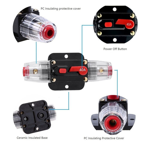 STETION Car Audio 80 Amp Resettable Fuse Circuit Breaker Car Protect for Audio System Fuse 12-24V DC for Car Audio Amps Overload Protection Fuse (...