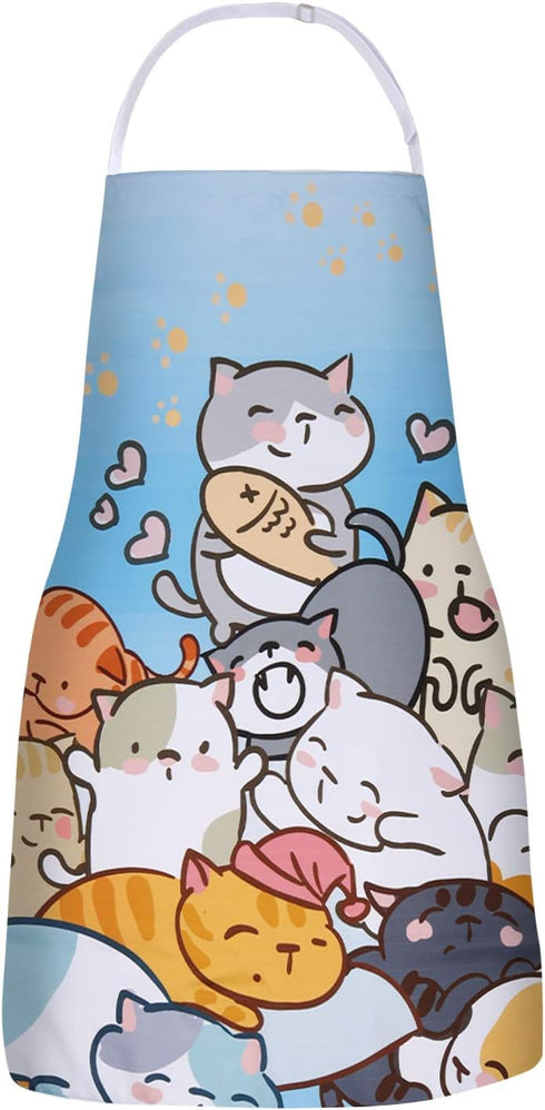 RosieLily Cat Apron for Women Cute Apron Anime Apron Funny Apron Kitchen Apron for Cooking Baking Gardening Grilling BBQ Kawaii Apron for Teens Bl...