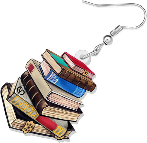 BONSNY Dangle Novelty Funny Teacher Book Pencil Earrings Acrylic Back to School Jewelry For Women Gifts Charms...