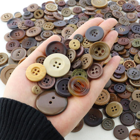 600 Pcs Resin Sewing Buttons Brown Button Assorted Sizes Assortment Buttons Brown Round Craft Mixed Brown Buttons for Sewing DIY Crafts Manual But...