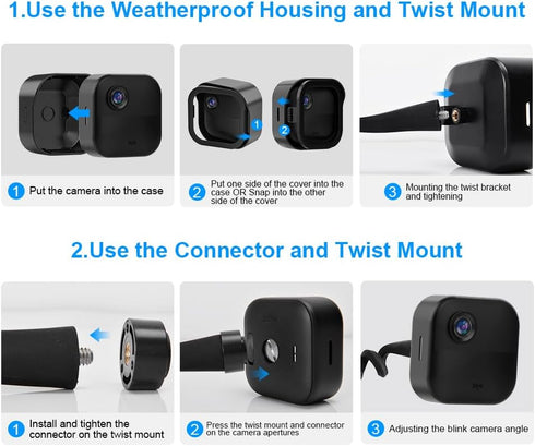All-New Flexible Twist Mount Compatible with Blink Outdoor (4th &3rd Gen), Weatherproof Protective Housing with Blink Sync Module Wall Mount (Blac...
