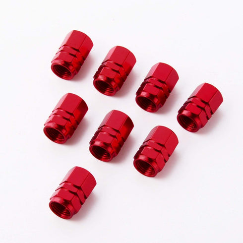 EBOOT 8 Pieces Tire Stem Valve Caps Wheel Valve Covers Car Dustproof Tire Cap, Hexagon Shape (Red)...