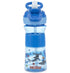 Nuby Thirsty Kids Push Button Flip-it Soft Spout on The Go Water Bottle with Easy Grip Band, Blue Sharks, 12 Oz...
