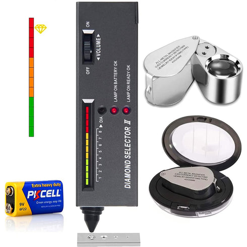 Diamond Tester Pen,Professional Jewelry Diamond Tester+40X Illuminated Jewelry Loop Magnifier,Diamond Selector for Novice and Expert,Thermal Condu...
