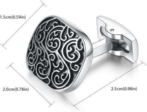 HONEY BEAR Retro Pattern Cufflinks Stainless Steel for Men Business Wedding Gift...