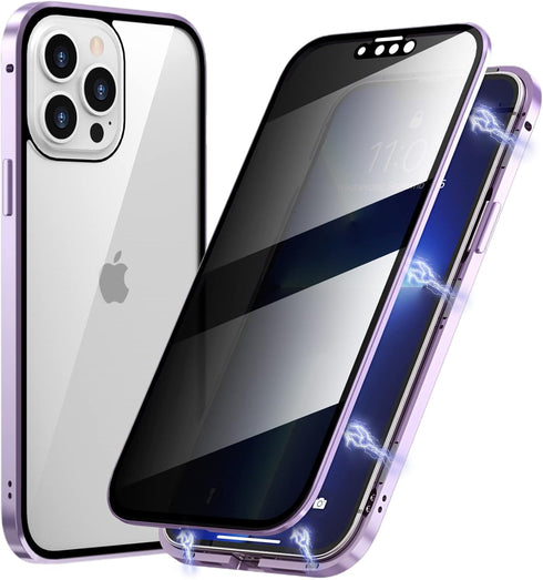 Privacy Magnetic Case for iPhone 13, SCQRICY Anti peep Magnetic Adsorption Cover, Front & Back Tempered Glass 360 Full Screen Covered, Privacy Scr...