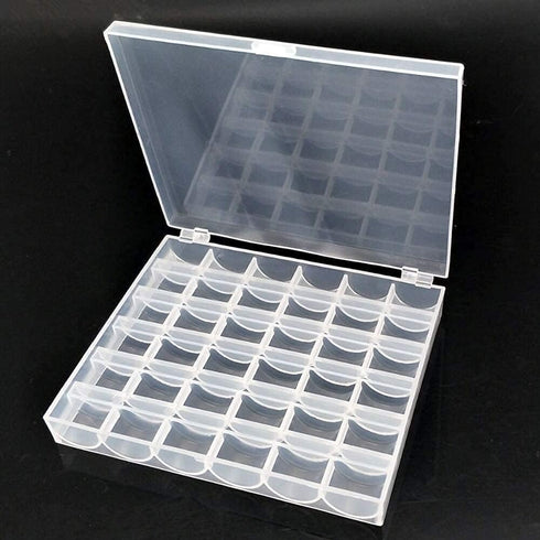Fbshicung Bobbin Box,Transparent 36 Empty Bobbins Spools Box,Machine Bobbin Organizer Plastic Case,Sewing Craft Plastic Case Storage Box for Sewin...