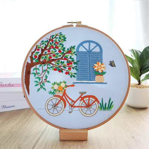 Adult Children Beginners DIY Hand Embroidery Decoration Hanging Picture Bicycle......