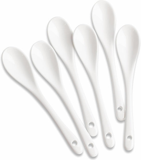 6PCS Porcelain White Coffee Spoons Espresso Spoons Tea Sauce and Desserts Ceramic Spoons...