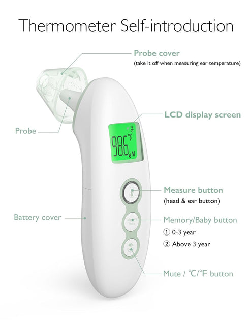 Momcozy Non-Contact Forehead and Ear Thermometer, Digital Infrared Thermometer for Adults and Children, with Child Mode, Fever Alarm Function, Mut...