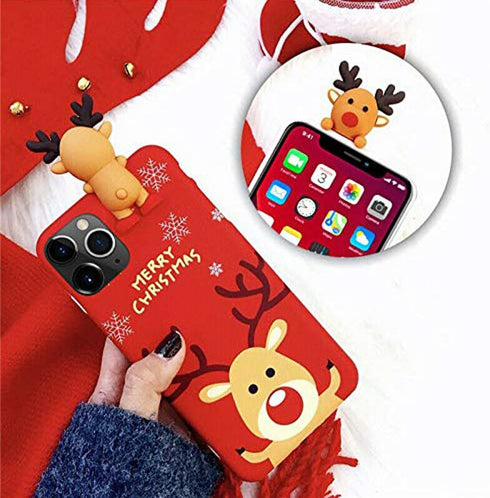 Christmas Case for iPhone 15 Pro Max, Merry Christmas 3D Cute Snowman Santa/Elk Antlers Deer Soft Silicone TPU Shockproof Protective Case for Wome...