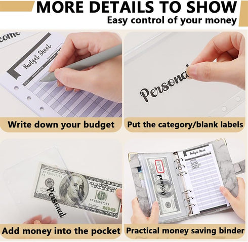 AUSTARK Budget Binder, Money Saving Binder Cash Envelopes for Budgeting, Money Organizer with 12pcs Zipper Envelopes & 12pcs Expense Budget Sheets...