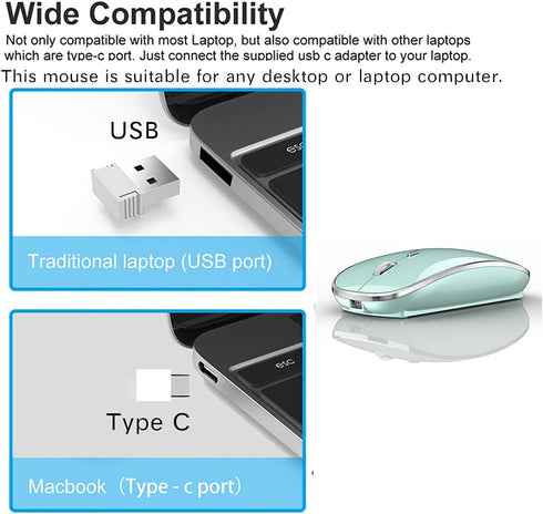 Wireless Mouse for MacBook Pro MacBook Air MacBook Laptop Mac iMac Desktop Computer Chromebook Win7/8/10/11 PC HP Dell Laptop (Blue)...