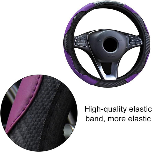 Steering Wheel Cover Soft Carbon Fiber Wheel Cover Universal Microfiber Steering Wheel Cover for Women and Man,Universal Size M 37-38cm /14.5-15in...