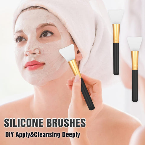 2 PCS Silicone Face Mask Brushes, Facial Mud Mask Beauty Tool Applicator Brush Soft Hairless Body Lotion Moisturizers Applicator Sector Brush Make...