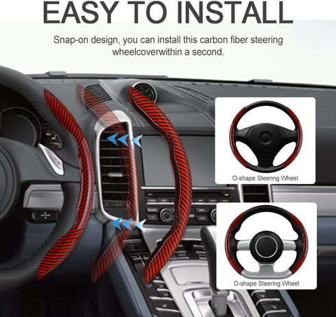 Steering Wheel Cover, Segmented Steering Wheel Protector, Carbon Fiber Anti-Slip and Durable Butterfly Cover, Universal Car Interior Accessories F...