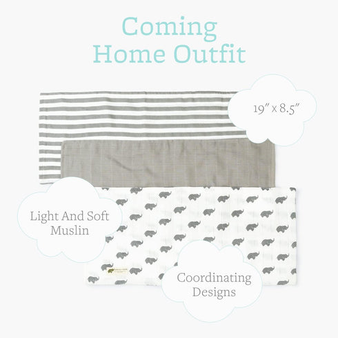MONICA + ANDY 3 Pack Burp Cloth Bundle - Organic Cotton Muslin Burp Cloths - Unisex Burp Rags for Infant Boys & Girls - Essentials for Feeding, Te...