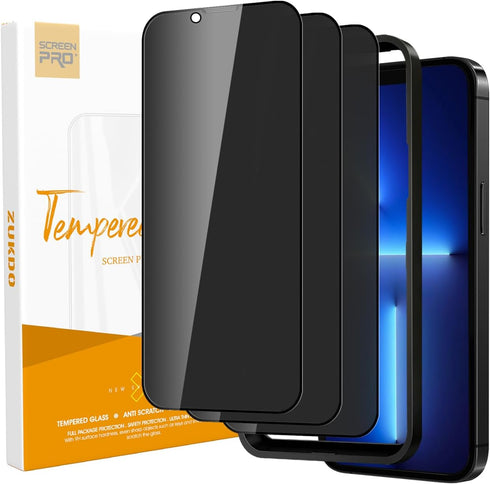 3 Pack for iPhone 13 Pro max & iPhone 14 Plus Privacy Screen Protector Anti-spy Tempered Glass Film with Easy to Install Kit, 6.7 Inch......
