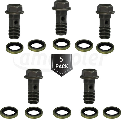 Banjo Bolts Brake Fitting Adapter M10x1.25 with M10 Copper Washers Aftermarket Replacement Parts Compatible for Brake Caliper Master Cylinder....