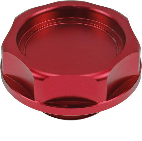 Red Plating Layer Aluminum Alloy Engine Oil Filter Cap, Auto Car Oil Filter Plug Cover Non-OEM Replacement Compatible with Honda FIT EK EG Civic S...