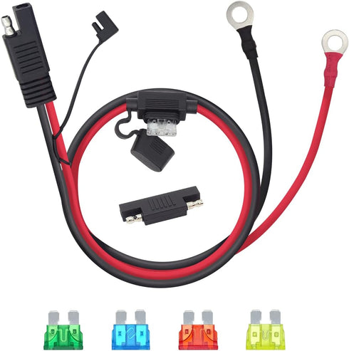 10 AWG 2FT SAE to O Ring Connecters Extension Cord Cable Connector Compatible with Battery Charger/Maintainer...