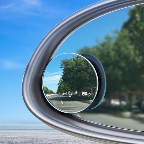 blind spot mirrors 2 pack, 2 Pieces 2 inch Round Frameless HD Convex Mirror, Wide Angle Side Mirror with 360 Degree Adjustable Angle, Blue Lens An...