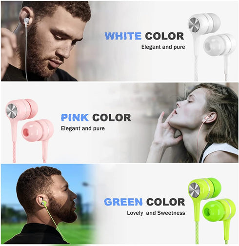 Wired Earbuds with Microphone 5 Pack, in-Ear Headphones with Heavy Bass, High Sound Quality Earphones Compatible with iPad, Laptop, MP3, Android S...
