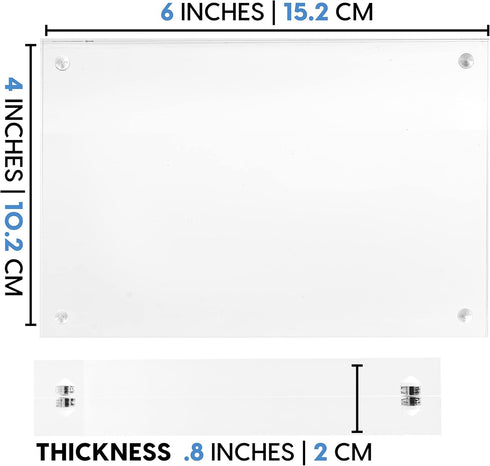 Mammoth DuraClear 4x6 Acrylic Picture Frame - Frameless & Thick Design - Ideal for Photos, Photo Cubes & Glass Picture Displays...