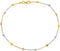 Ritastephens Sterling Silver Tri-Color Moon-Cut Round Station Bead Italian Foot Chain Anklet 10"...