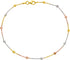 Ritastephens Sterling Silver Tri-Color Moon-Cut Round Station Bead Italian Foot Chain Anklet 10"...