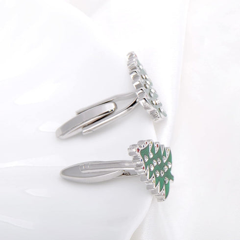 Green Christmas Tree Shaped Cufflinks...