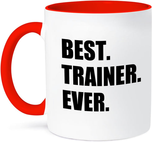 3dRose 11oz Coffee Mug Two Tone Red, Best Trainer Ever Fun Gift For Training Job Appreciation Black Text for Mentors, Best Trainer Gifts, Apprecia...