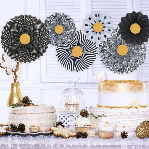 Retirement Party Decorations Supplies, Black and Gold Happy Retirement Banner, Folding Paper Fans, Sparkling Star Garlands, Star Shape Foil Balloo...