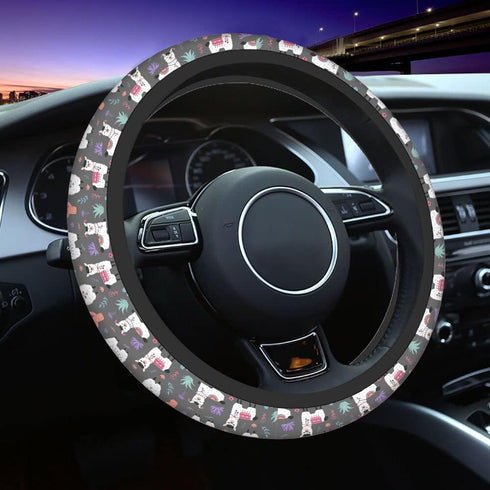 Swono Cartoon Llama Alpaca Car Steering Wheel Covers Cartoon Llama Cute Women Men Interior Accessories Universal 15 Inch Steering Steering Wheel P...