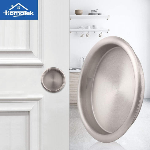 HOMOTEK Closet Door Finger Pull 2-1/8”, Easy Snap in Installation, Satin Nickel Finish, No Nail Require, Fits a 5/16”Depth x 2-1/8" Diameter Openi...
